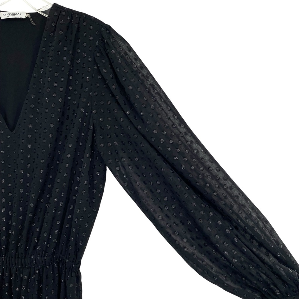 Ramy Brook Rora Clip Dot Metallic Black Maxi Dress - Picture 9 of 16